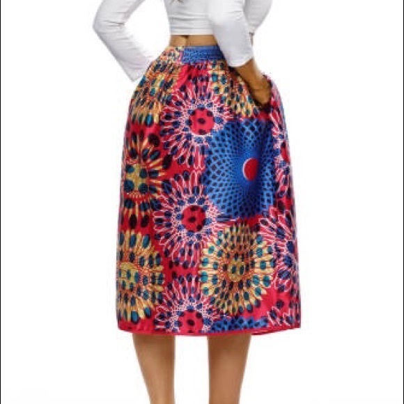 COPY - Vintage African Print long skirt - Picture 4 of 8
